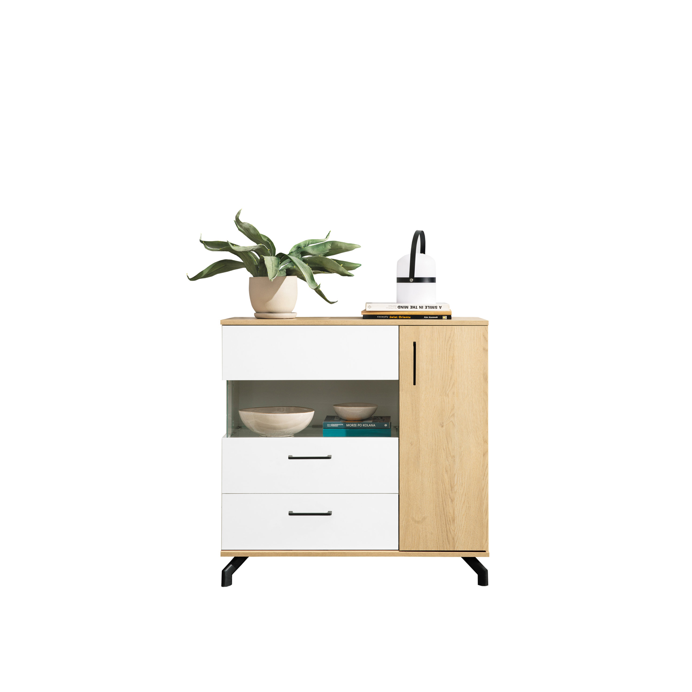 komoda 90 z szybą nóżkami szufladami Madison 11 szafka nowoczesna