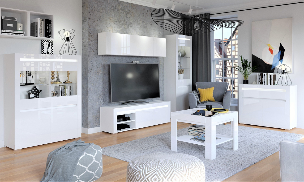 Zestaw mebli pokojowych Alaska 01 biały połysk