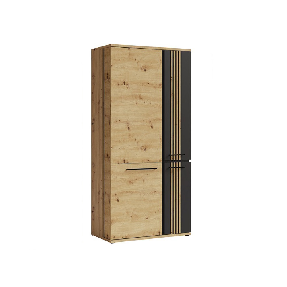 szafa 93 dwudrzwiowa z lamelami półkami drążkiem Molto B 01 artisan czarny loft nowoczesna do pokoju salonu sypialni przedpokoju