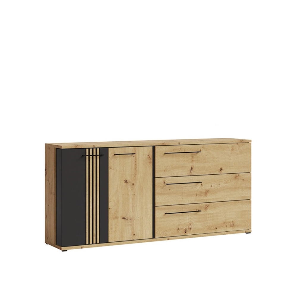 komoda 180 z lamelami szufladami drzwiami Molto B 13 artisan czarny szeroka duża szafka do pokoju sypialni salonu