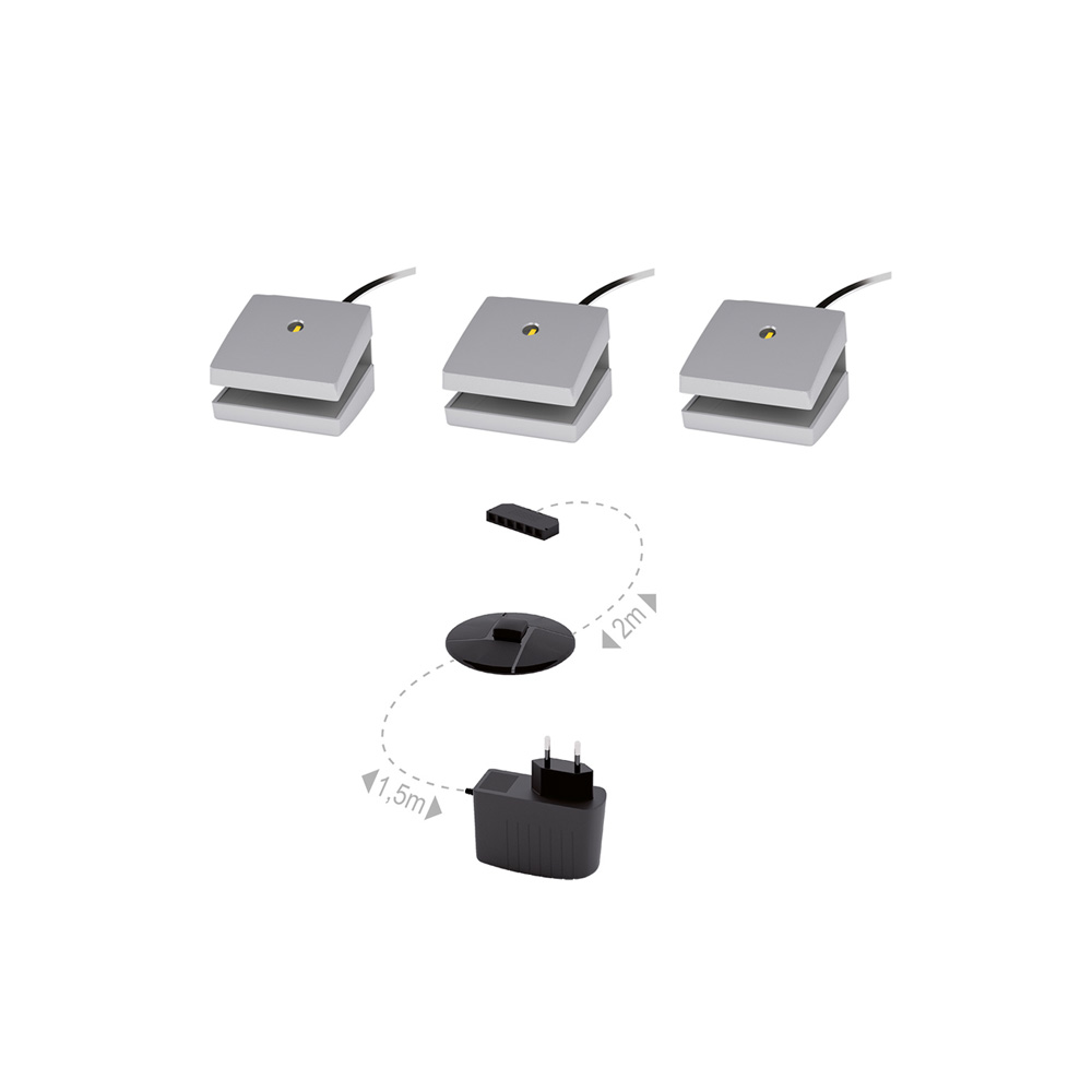 Oświetlenie LED  do 3 półek (zasilacz + włącznik + 3 x LED 03 ciepły)