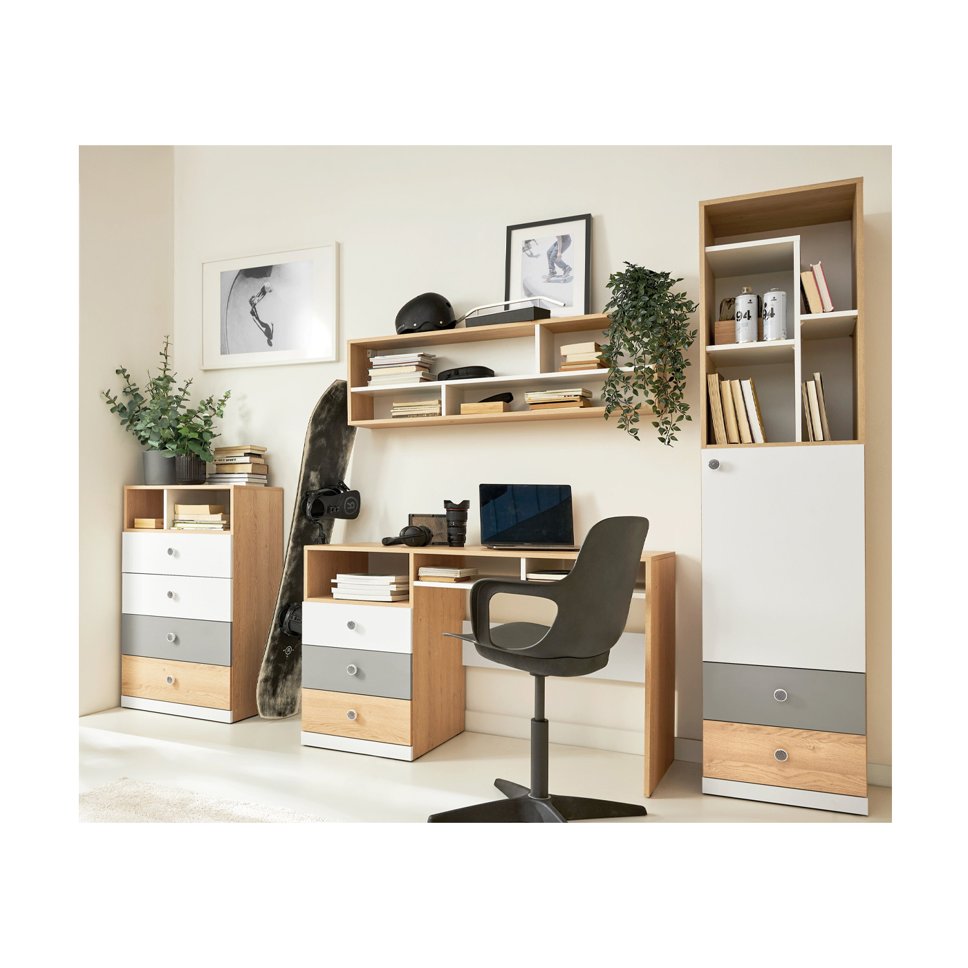 zestaw mebli z biurkiem Pixel 6 meblościanka ucznia dzieci młodzieży