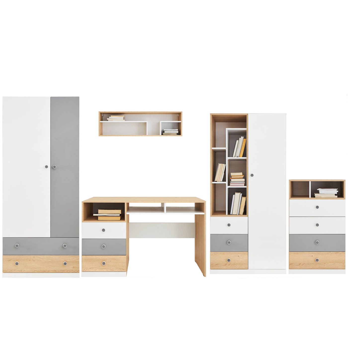 zestaw mebli Pixel A biurko komoda regał szafa młodzieżowa dziecięca