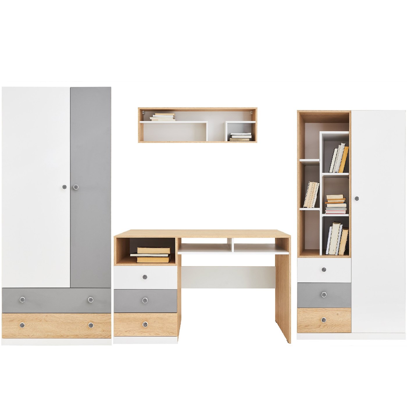 zestaw mebli do nauki Pixel B biurko regał szafa dla dzieci młodzieży