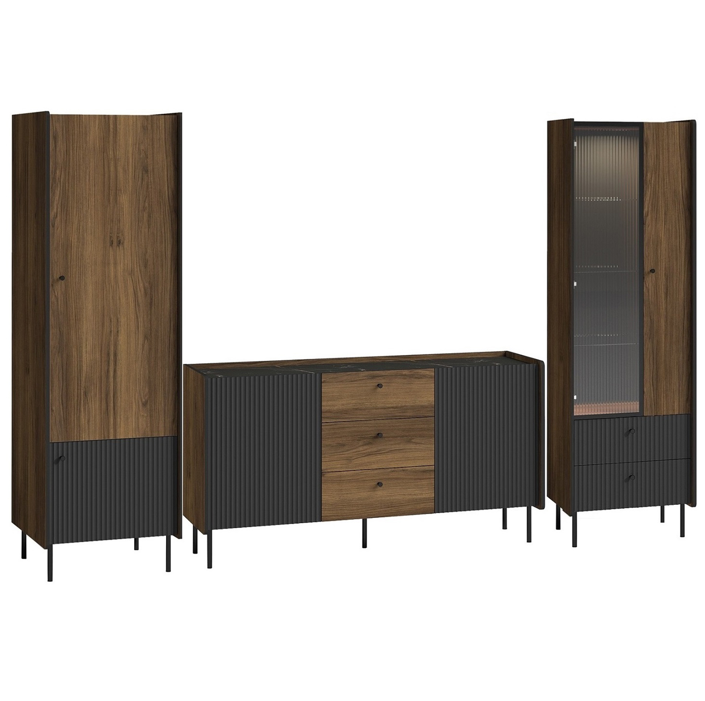 zestaw meblościanka Prestigo D komplet szafa komoda witrynka