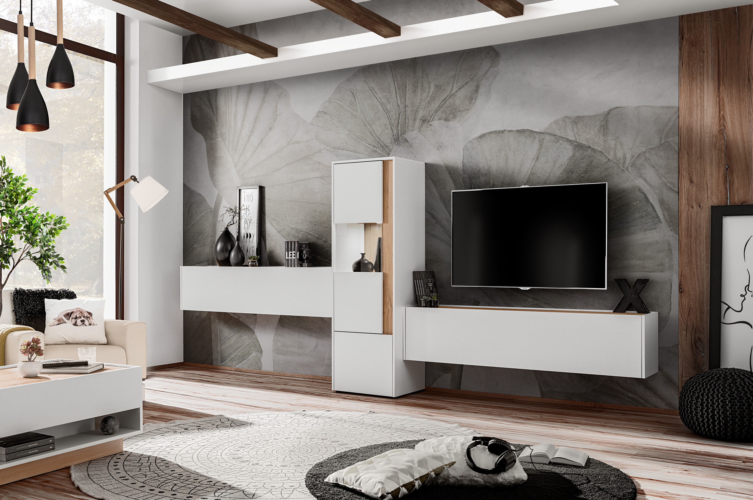 Zestaw mebli pokojowych Reviva 4 meblościanka biały