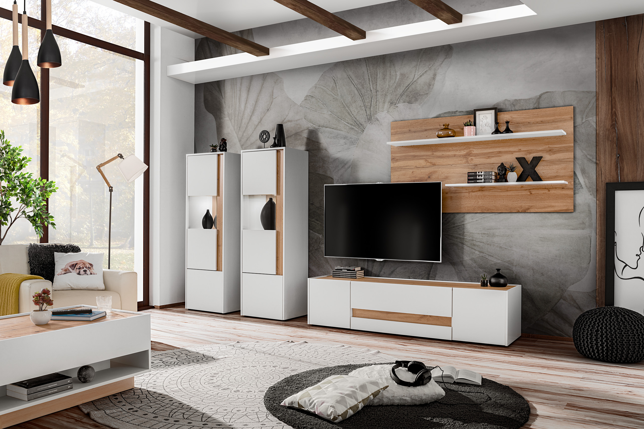 Zestaw mebli pokojowych Reviva 5 meblościanka biały