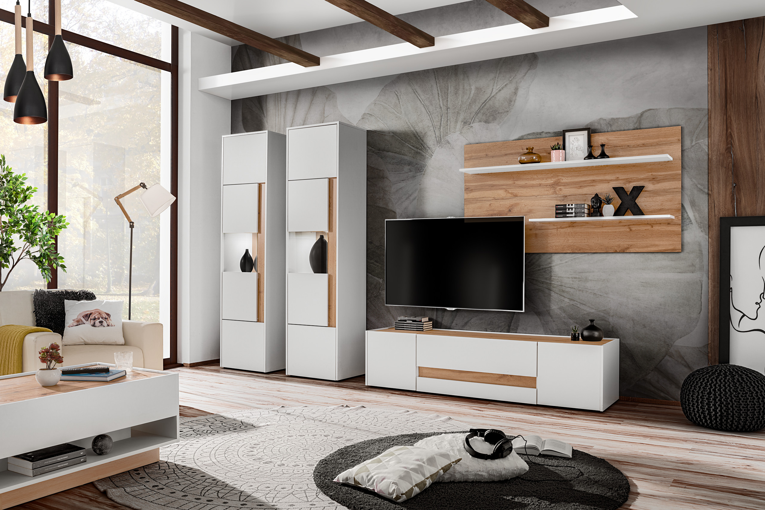 Zestaw mebli pokojowych Reviva 6 meblościanka biały