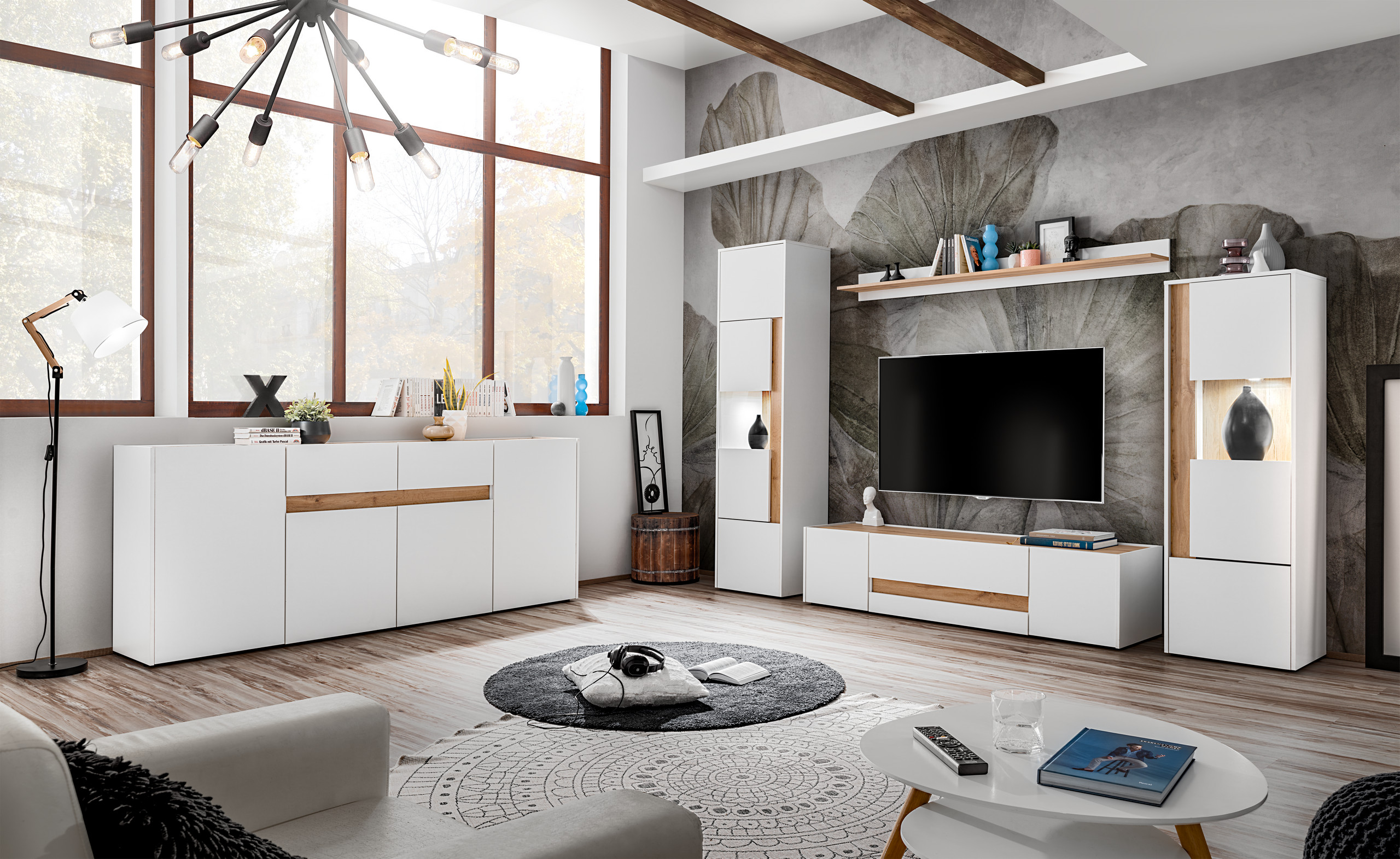 Zestaw mebli pokojowych Reviva 8 meblościanka biały