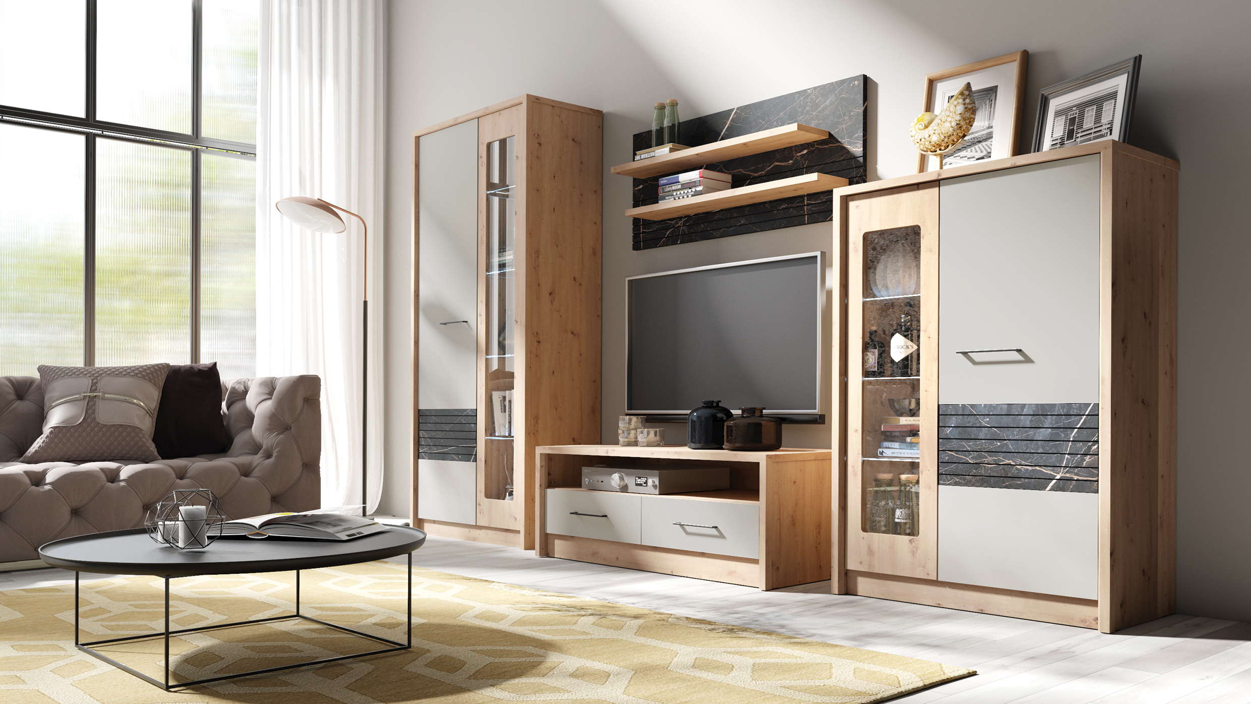 Meblościanka Rosso zestaw A artisan marmur