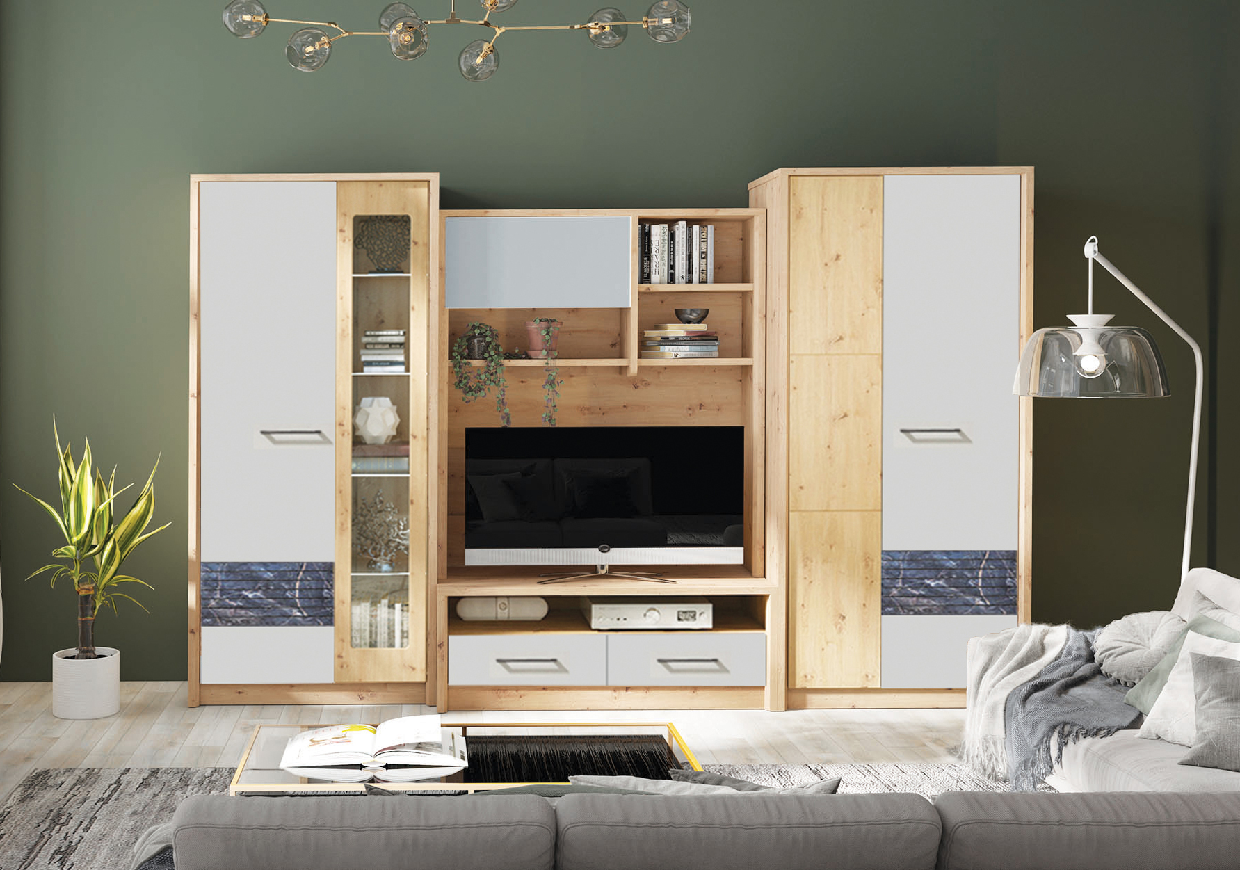 Meblościanka Rosso zestaw podstawowy artisan marmur