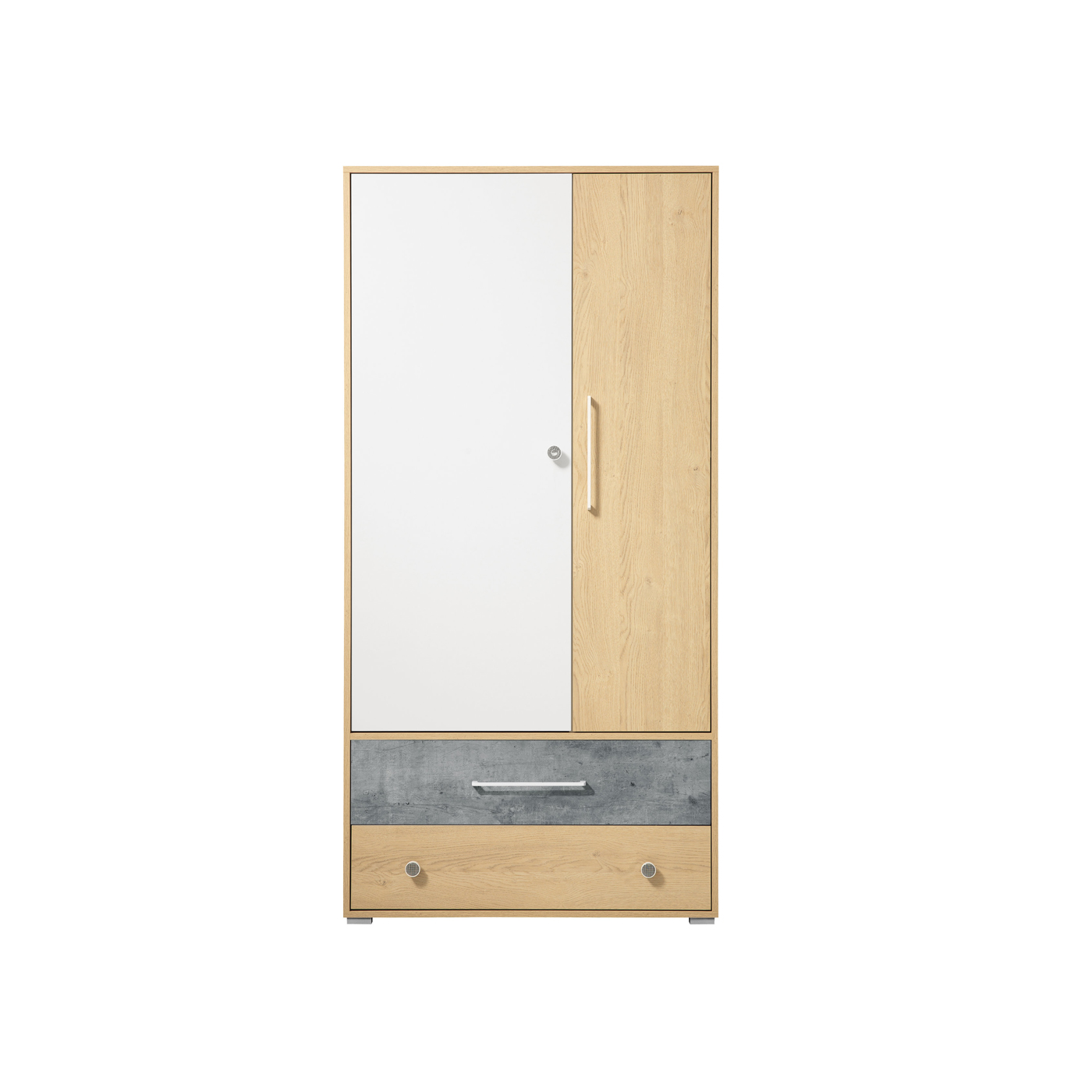 szafa 90 dwudrzwiowa Step 01 z półkami szufladami drążkiem