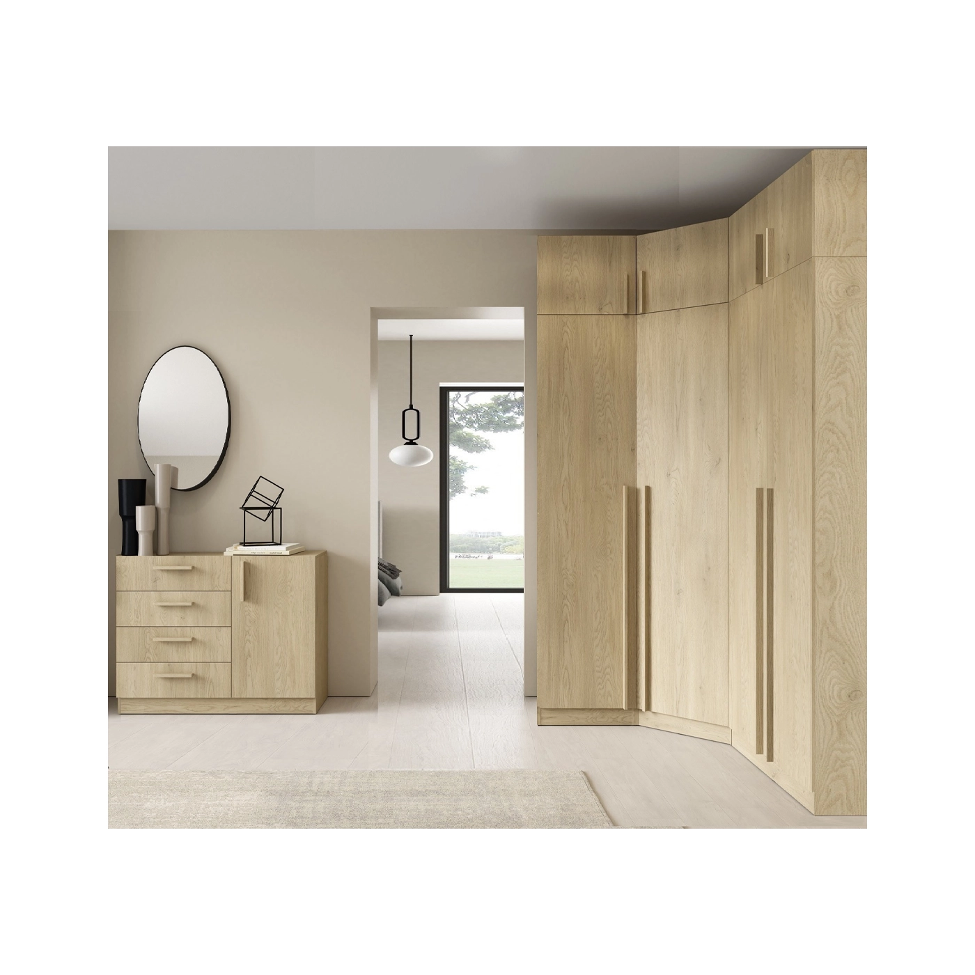 zestaw Braga Z13 wysoka narożna garderoba z komodą do sypialni pokoju