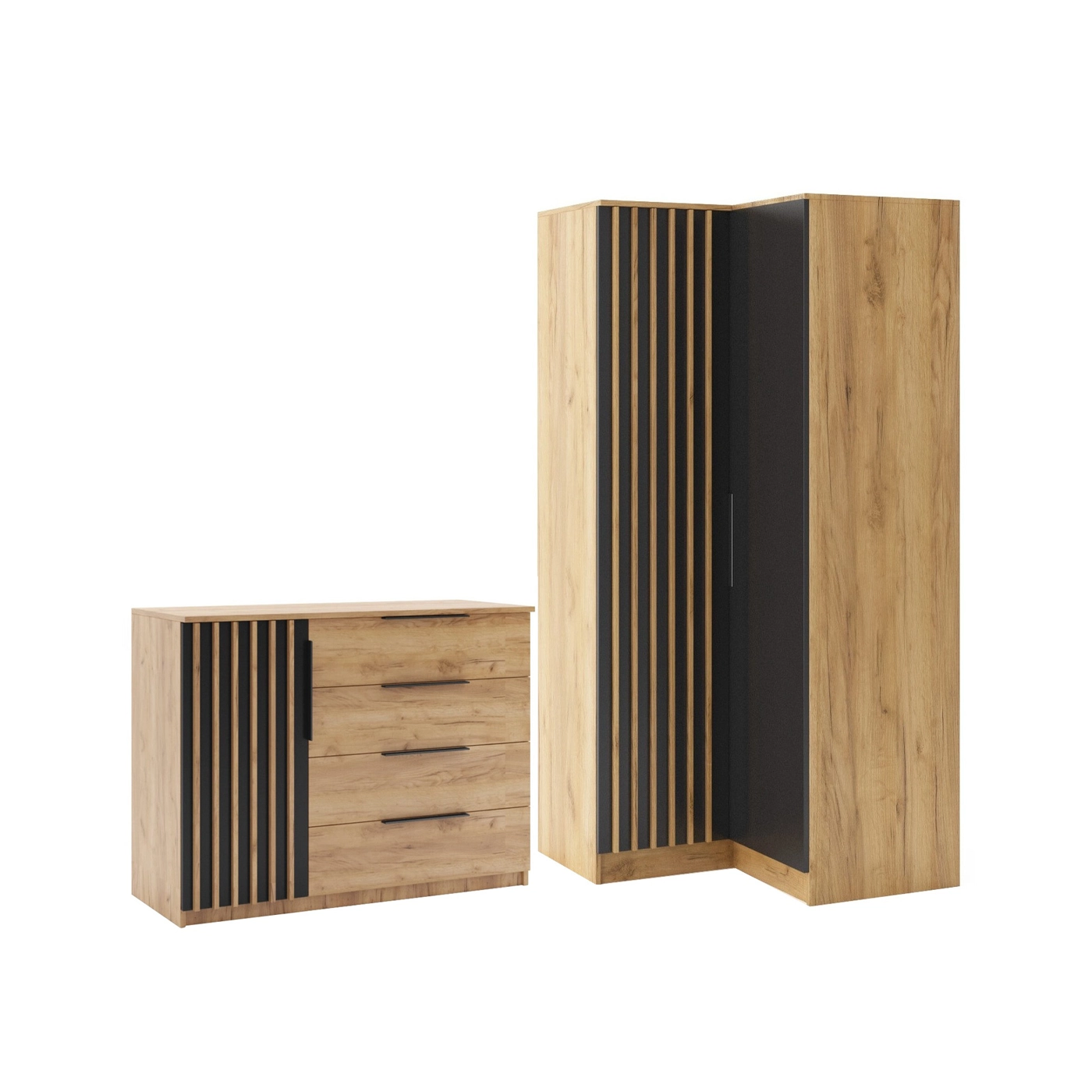 zestaw 220 komplet narożny Sorento 11 szafa rogowa komoda z lamelami