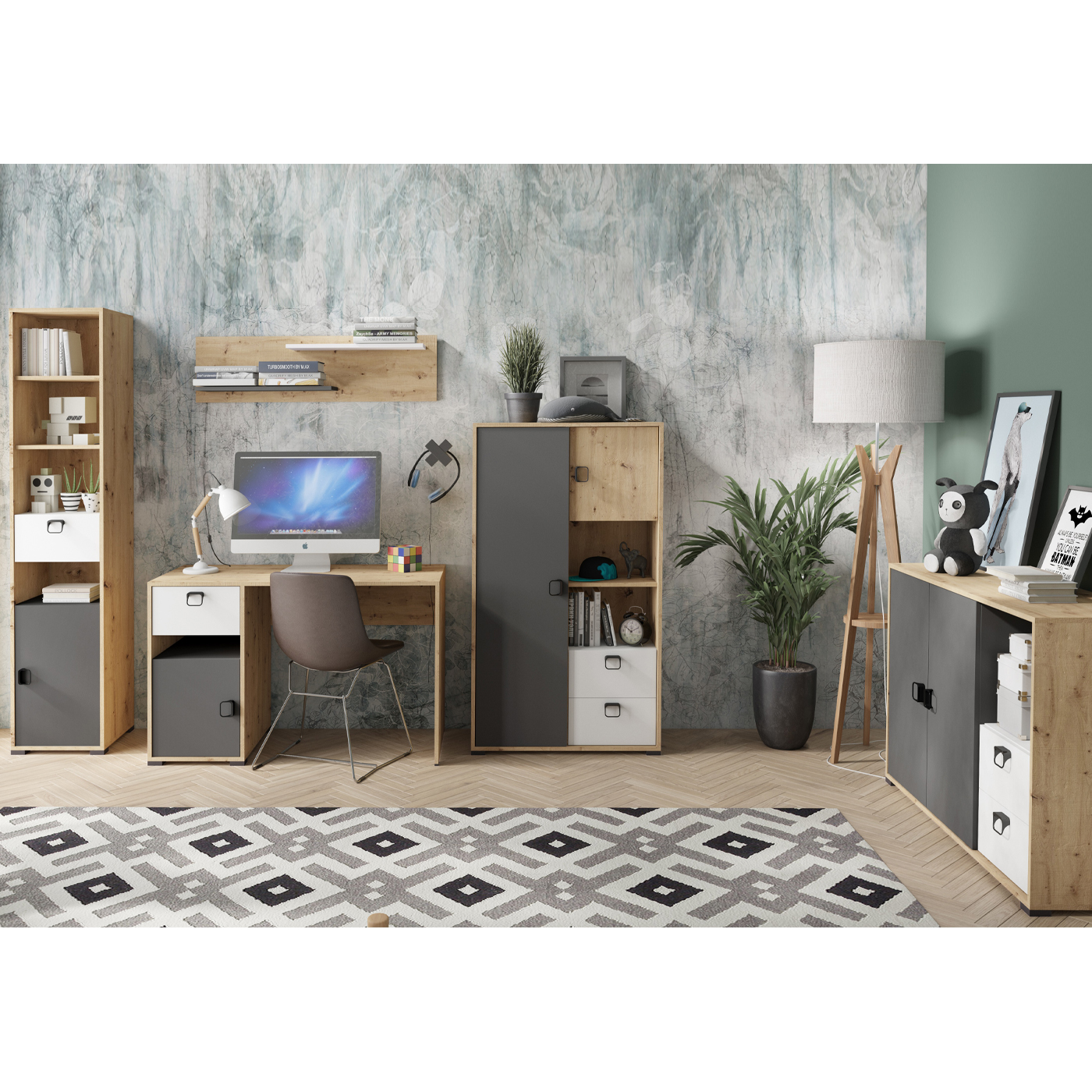 zestaw dla dzieci młodzieży Kevin 3 meblościanka biurko komoda regał