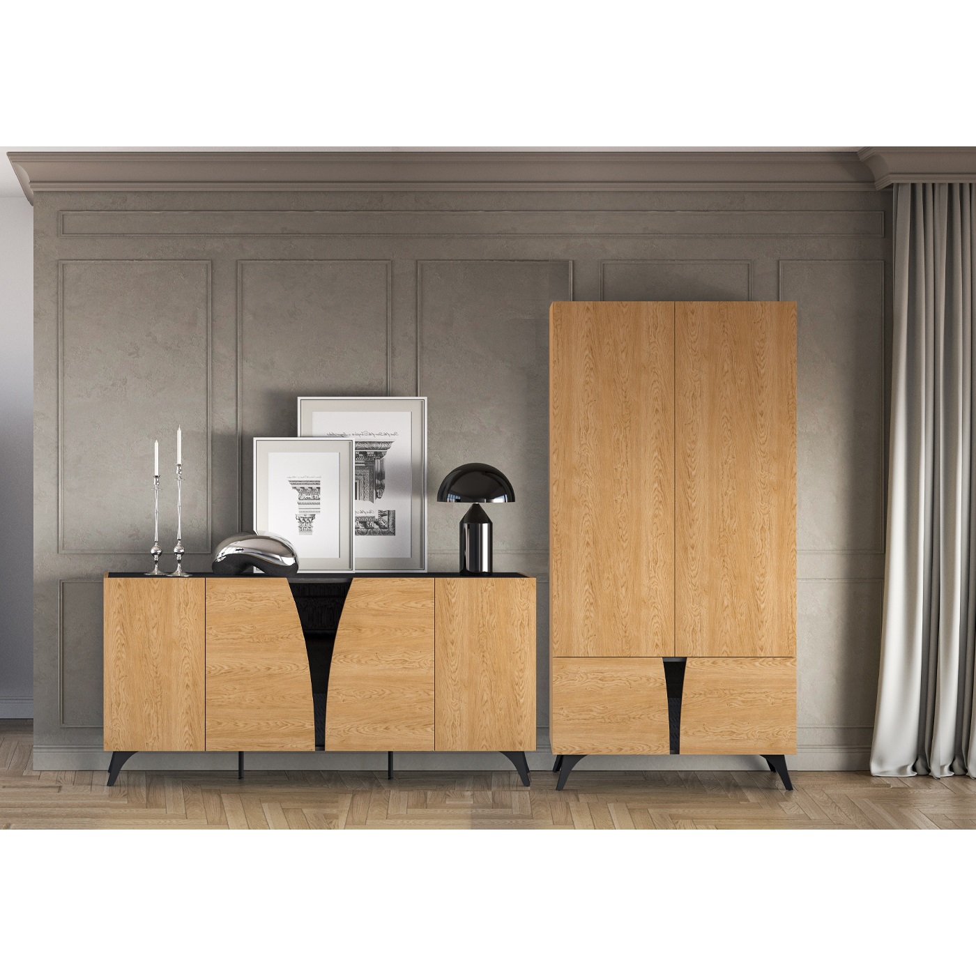 zestaw mebli eleganckich Toscania 6 komoda szafa na nogach