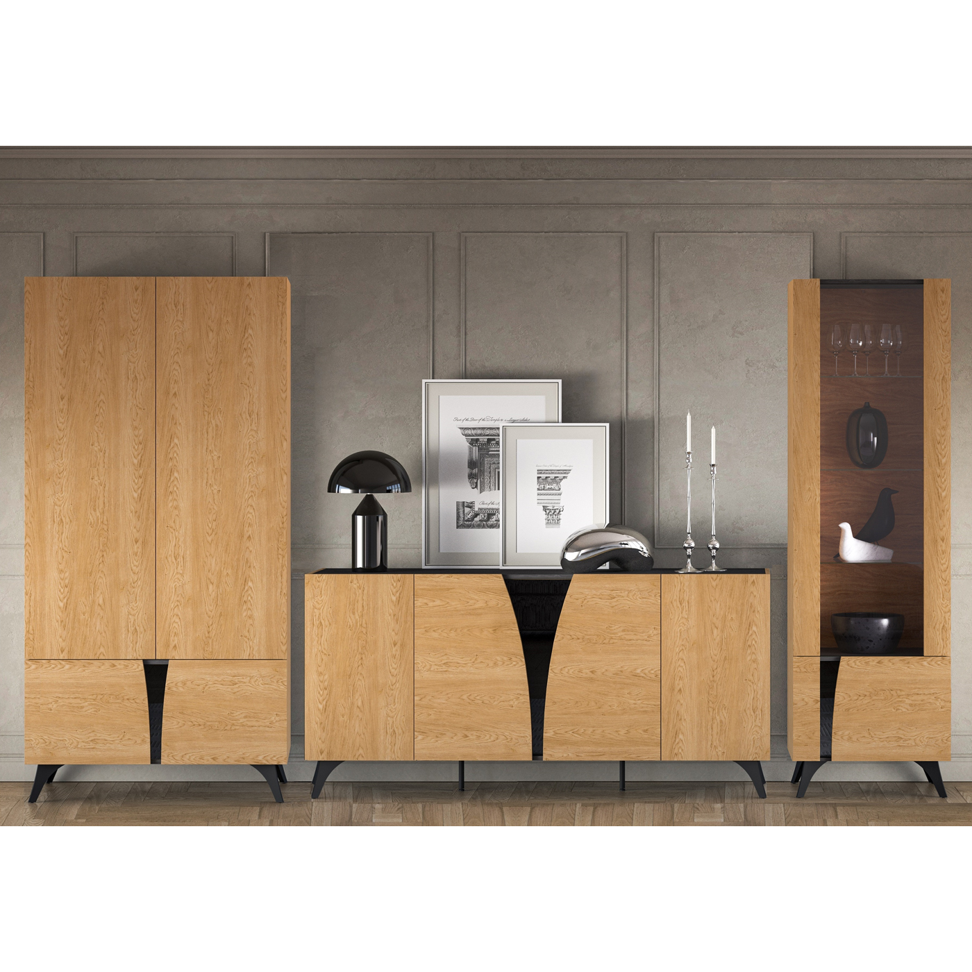 zestaw meblościanka na nóżkach Toscania 7 komoda szafa witryna