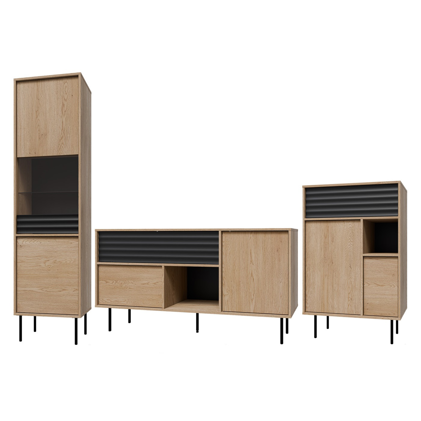 zestaw nowoczesny na nóżkach Ardila B komoda witryna meblościanka