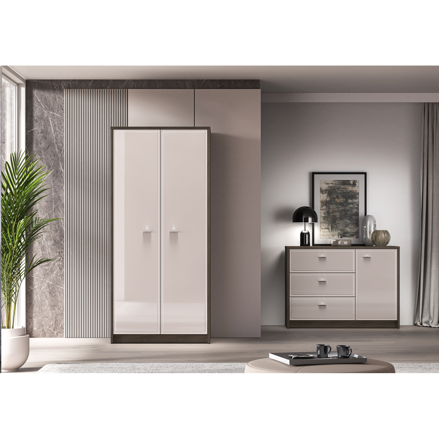 zestaw nowoczesny elegancki Avante 3 komoda szafa kaszmir