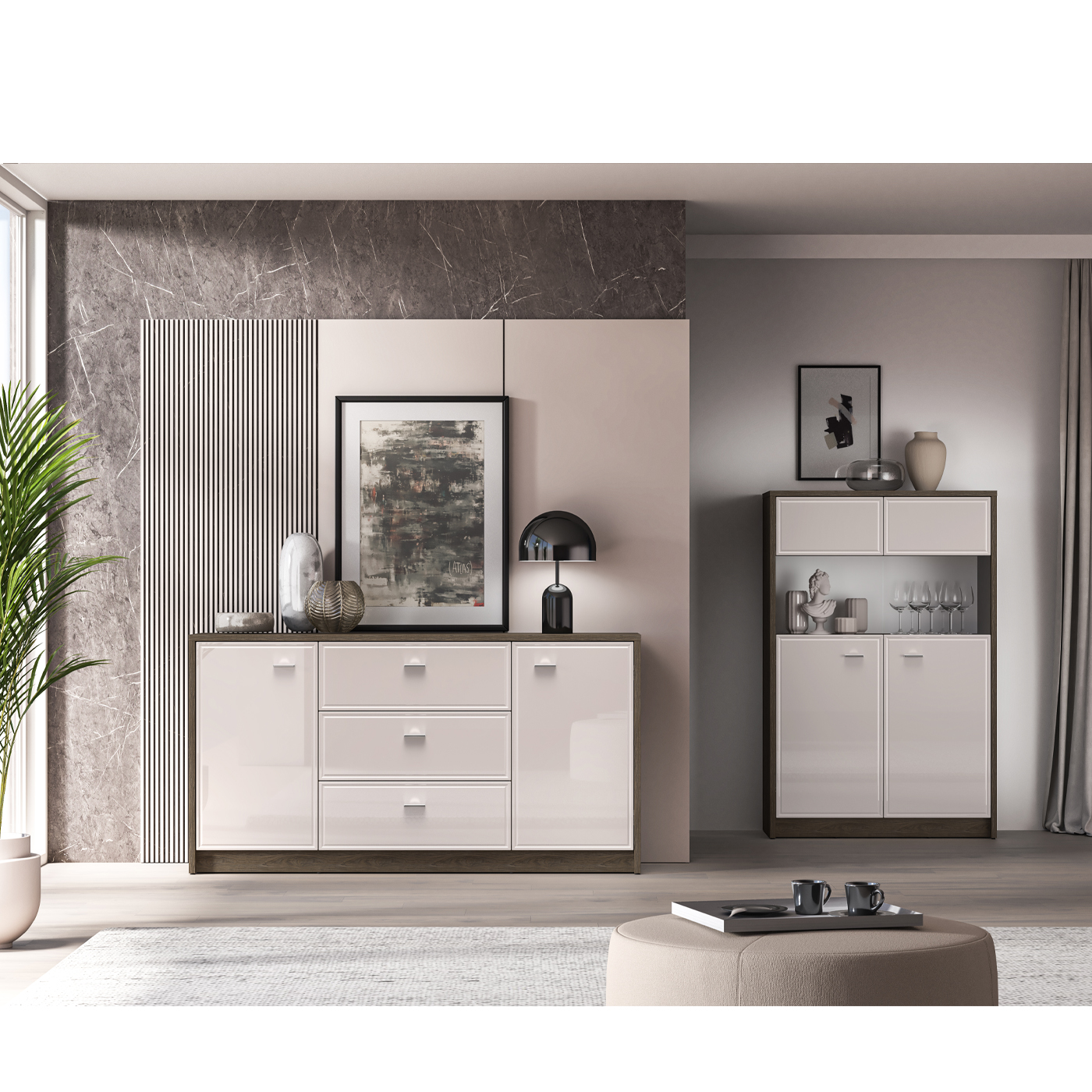 zestaw mebli pokojowych Avante 5 komplet komoda witryna do salonu