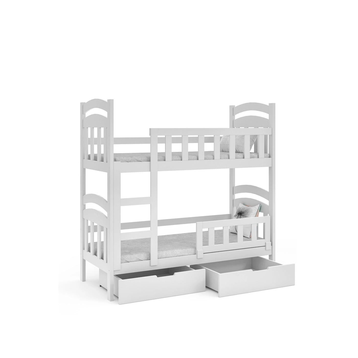 łóżko 75x160 piętrowe małe Damina 2os podwójne z materacami dla dzieci