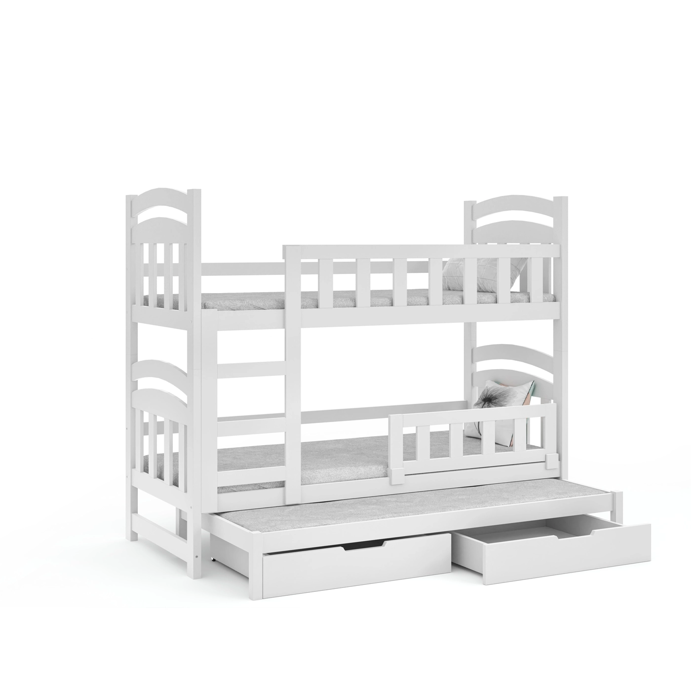 łóżko 75x180 trzyosobowe piętrowe Damian 3os z materacami dla dzieci