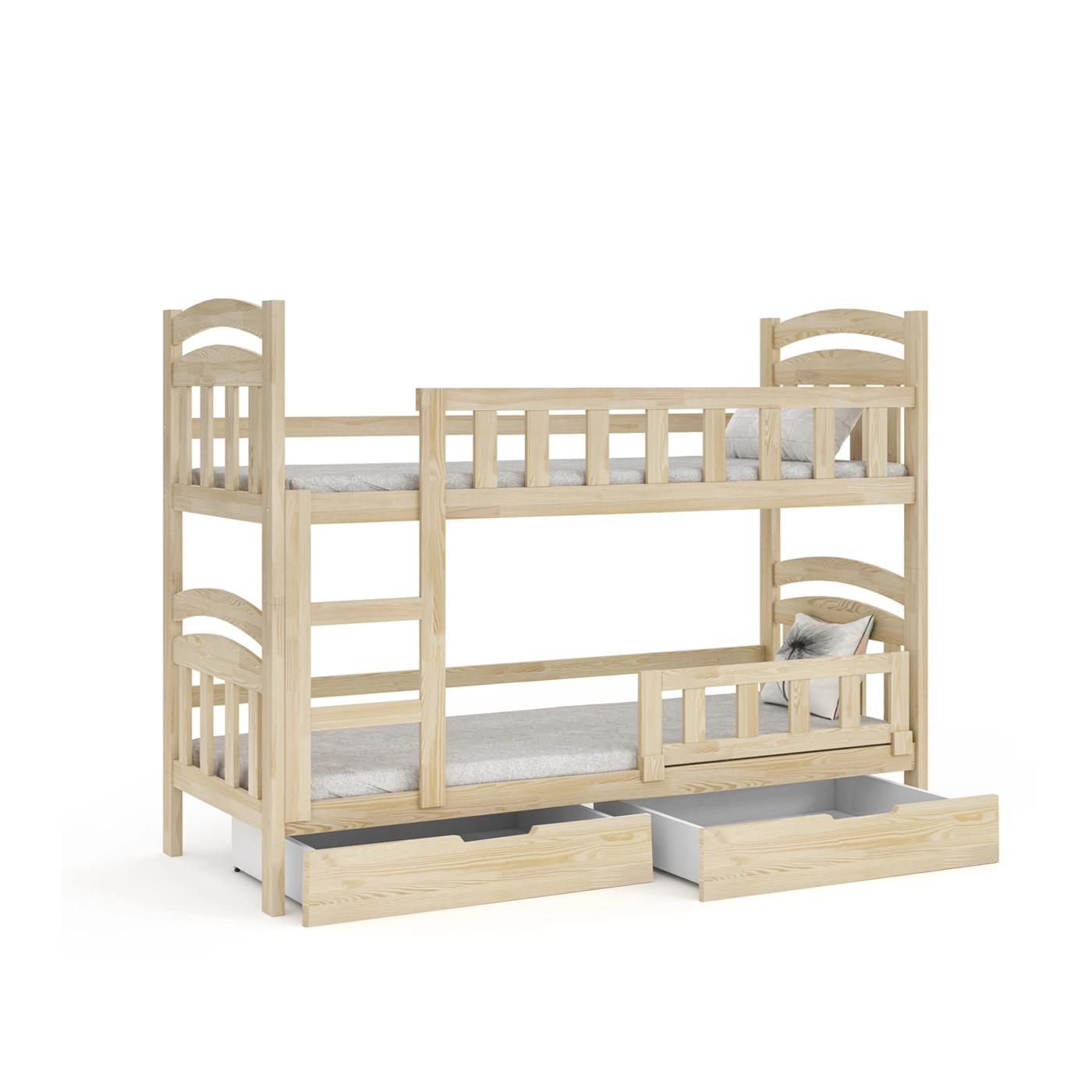 łóżko 90x200 piętrowe duże Damian 2os z materacami szufladami młodzieżowe