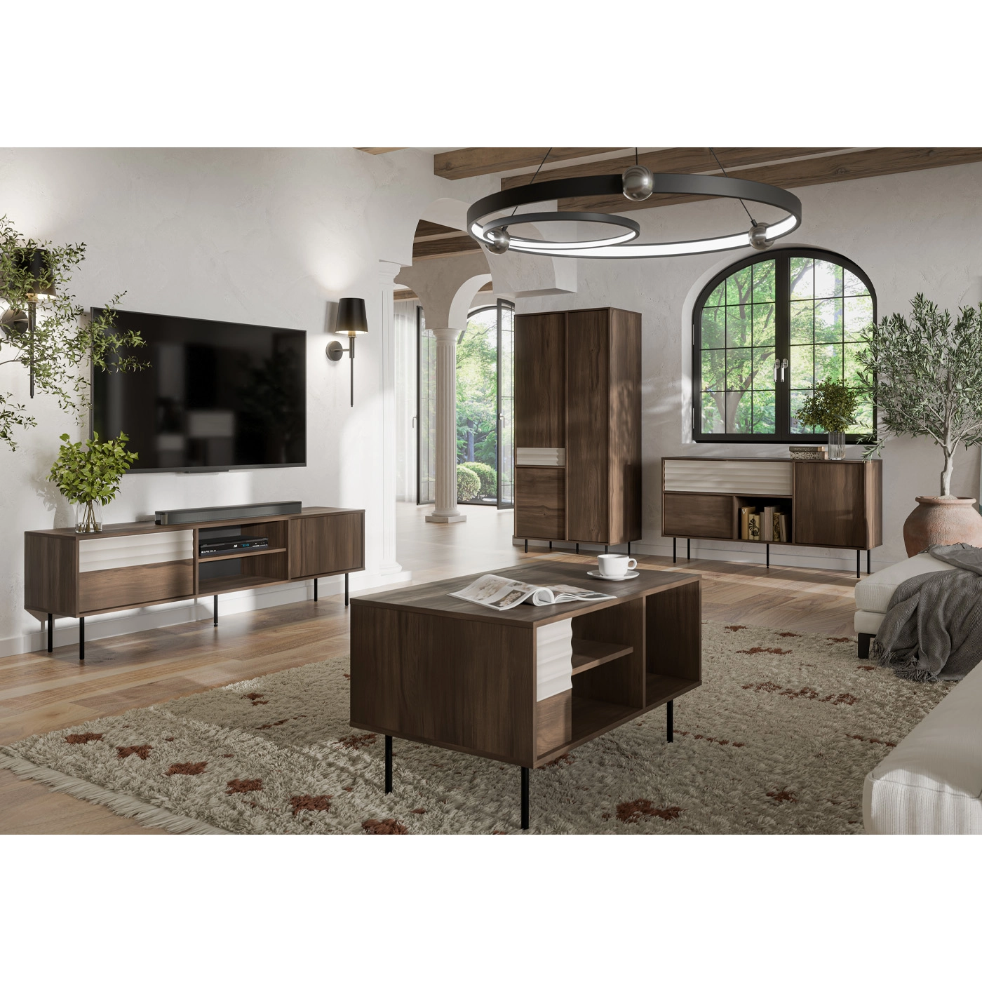 zestaw komplet nowoczesny Ebro 1 komoda rtv szafa ława do pokoju