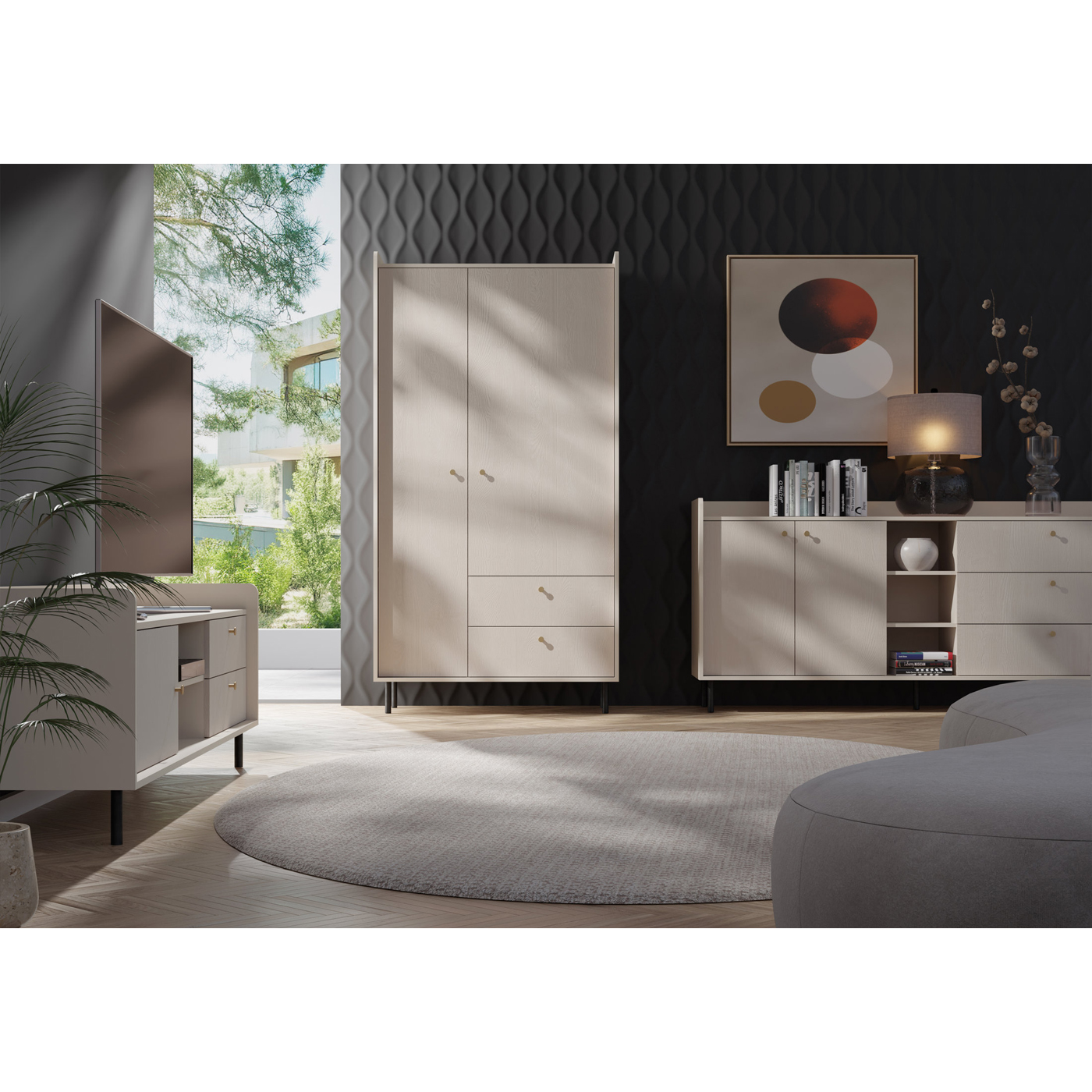 zestaw nowoczesny elegancki Grande 7 komoda rtv szafa do pokoju