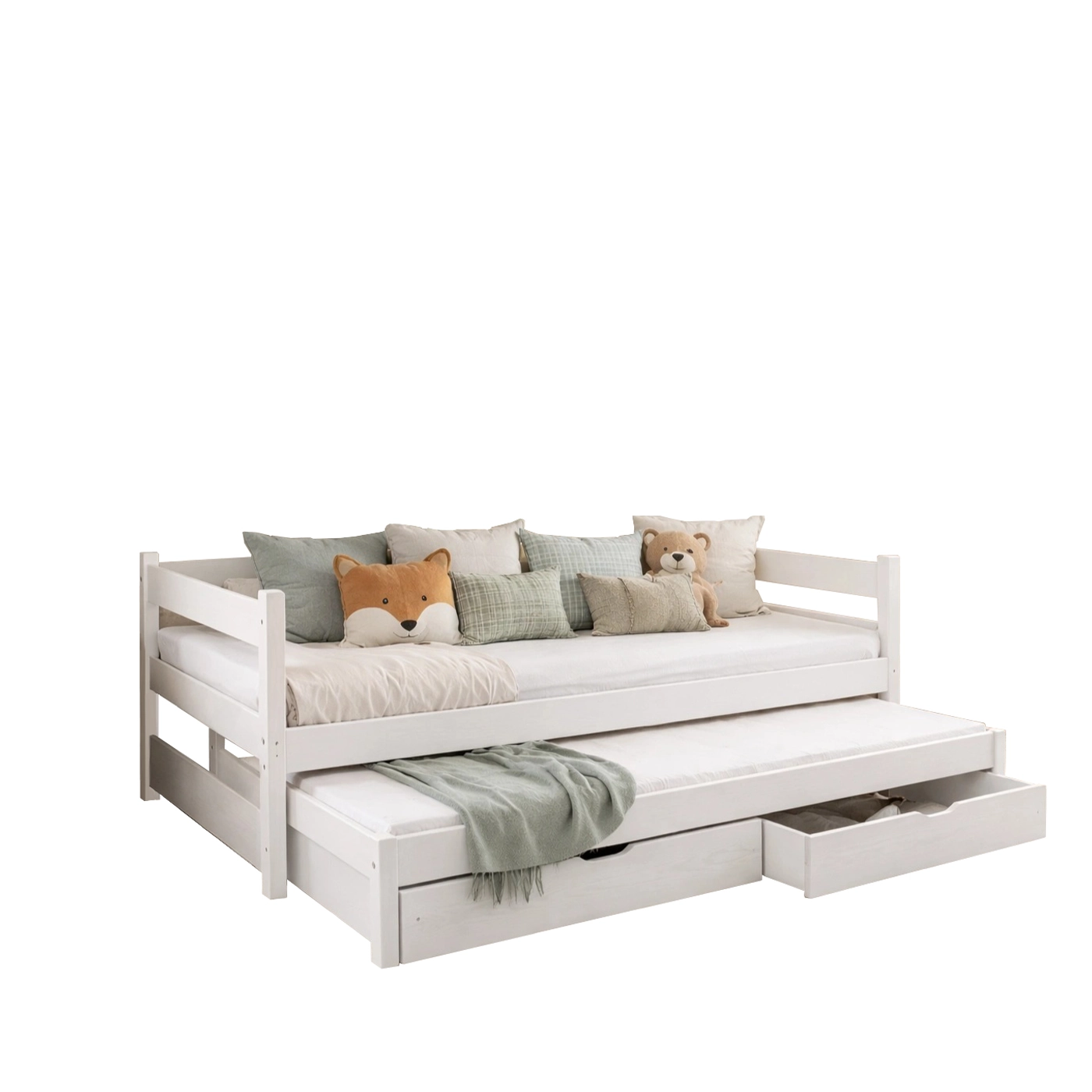 łóżko 90x200 wysuwane Lord 2os z materacami szufladami młodzieżowe