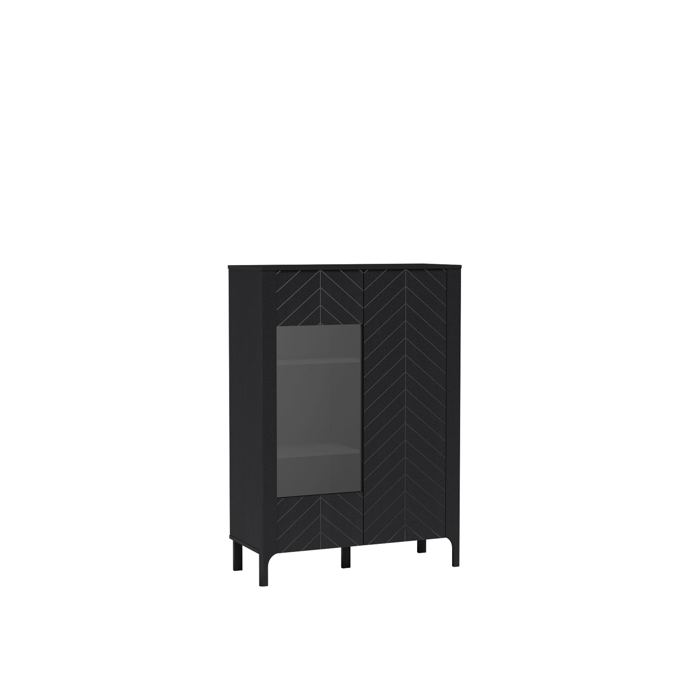 komoda 103 przeszklona wysoka Malumi 03 szafka witryna niska czarna