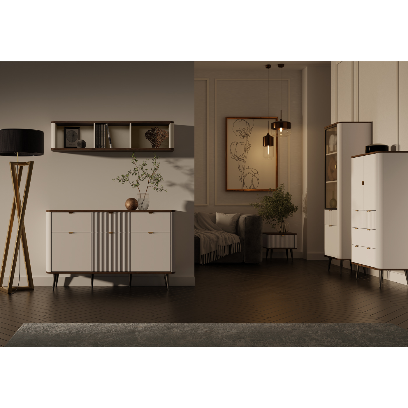 zestaw meblościanka rtv nowoczesna Marly 6 komplet mebli do salonu