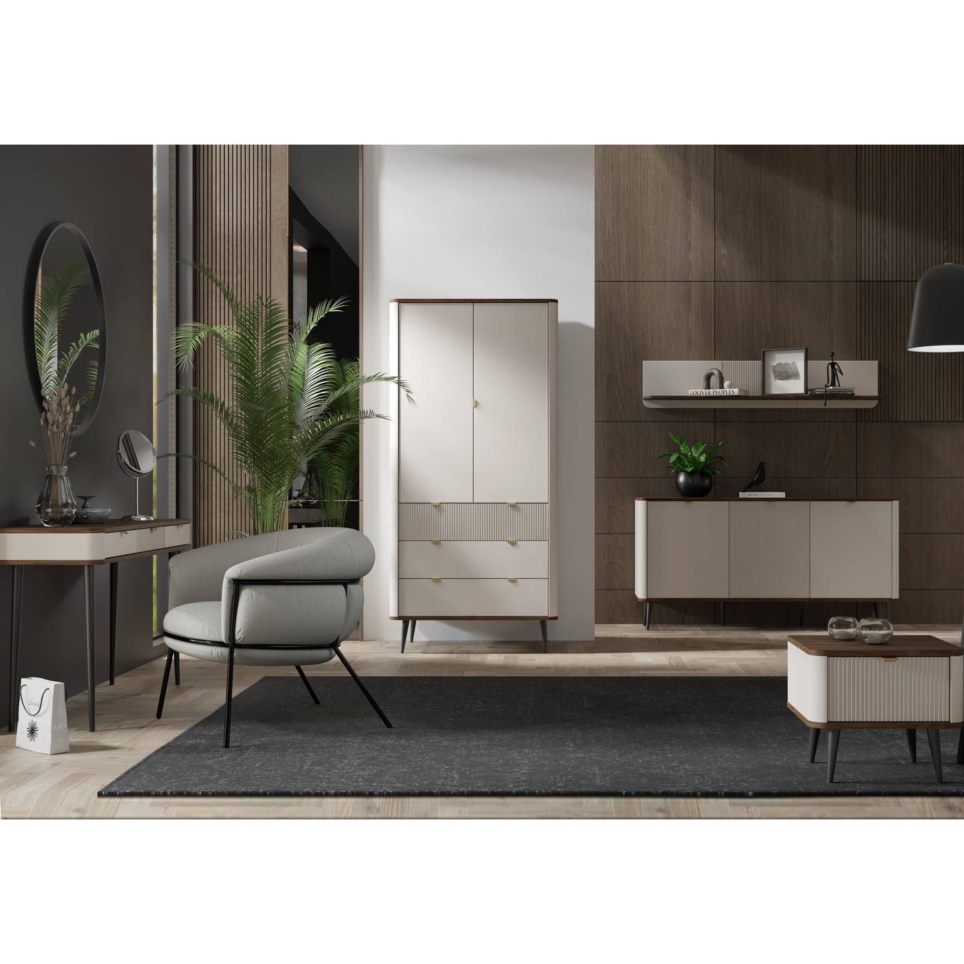 zestaw elegancki Marly 8 komoda toaletka szafa z nogami do sypialni