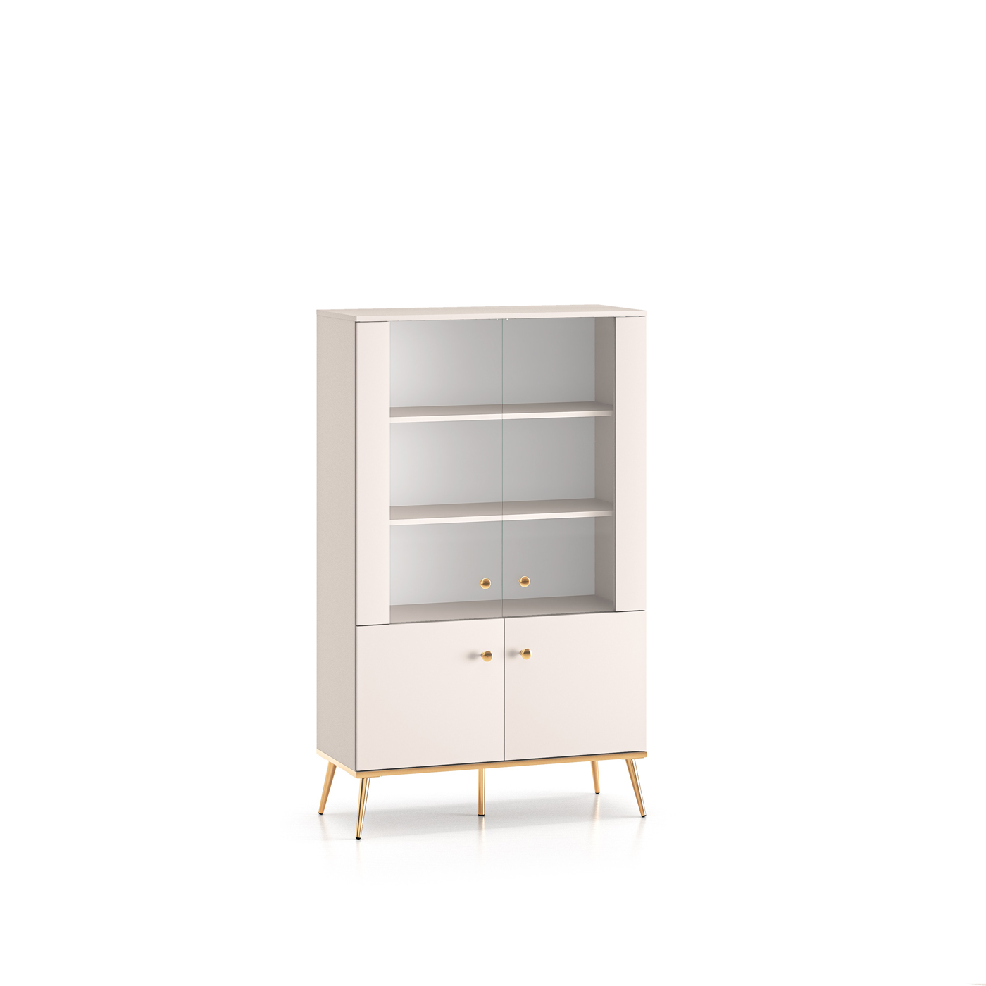 witryna 92 niska nowoczesna Selgin 02 szafka komoda wysoka kremowa