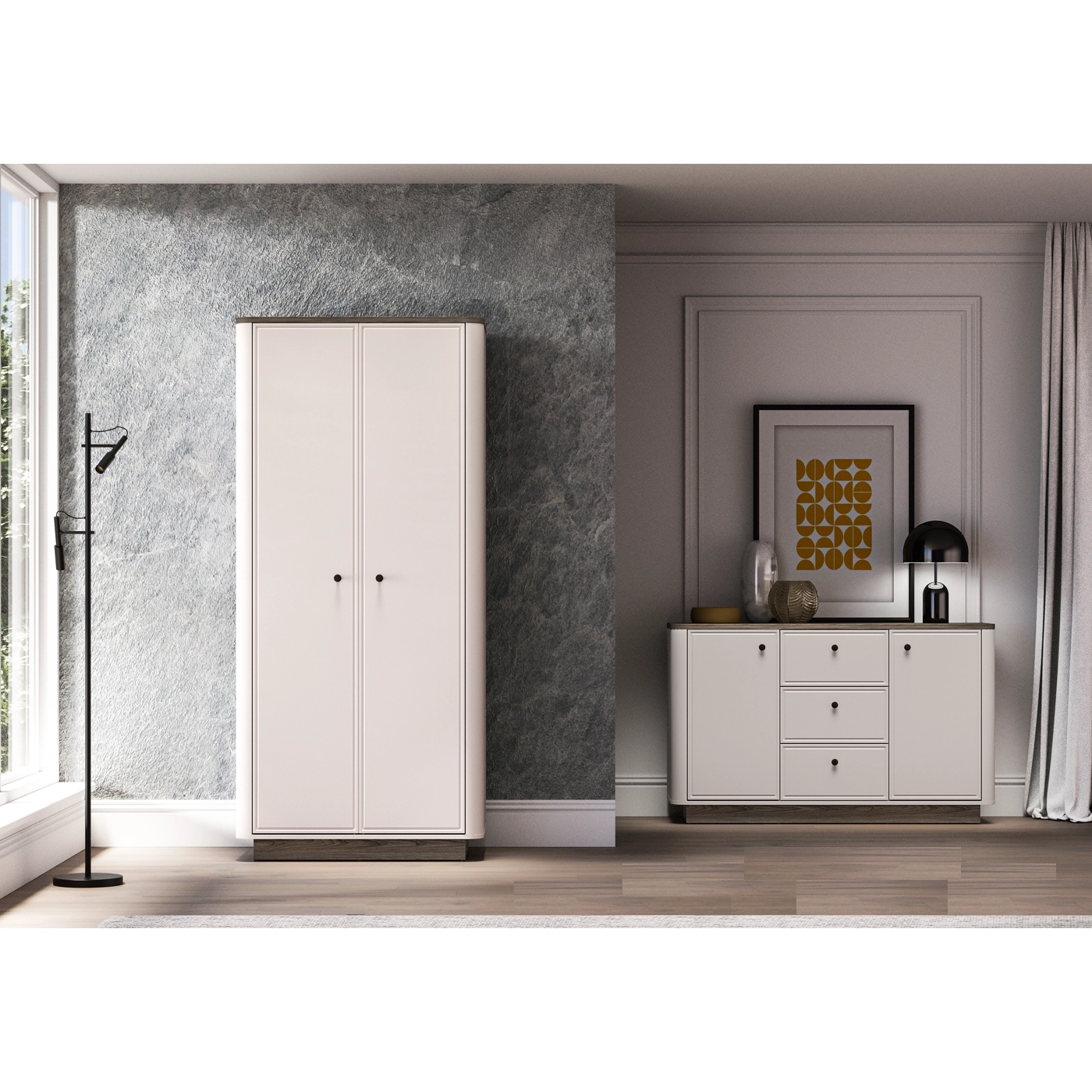 zestaw nowoczesny Vilavio 4 komoda szafa do pokoju korytarza sypialni