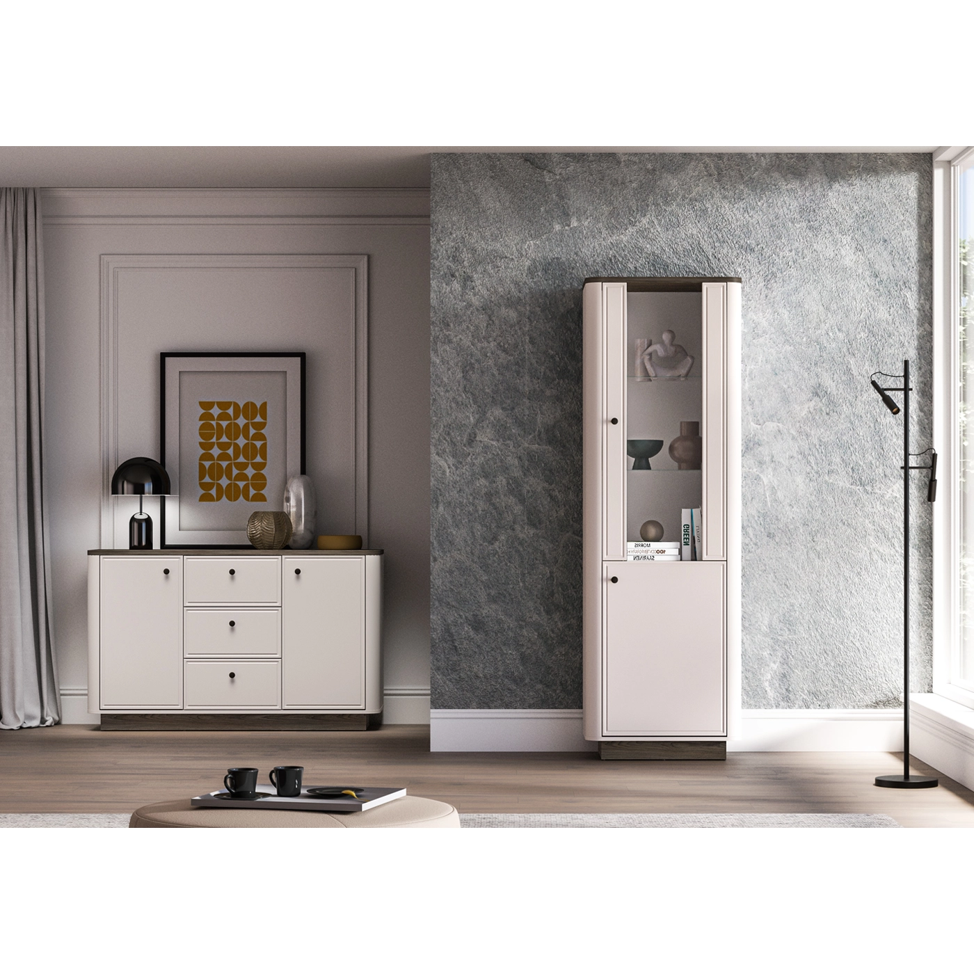 zestaw meble pokojowe Vilavio 7 komoda witryna do salonu pokoju
