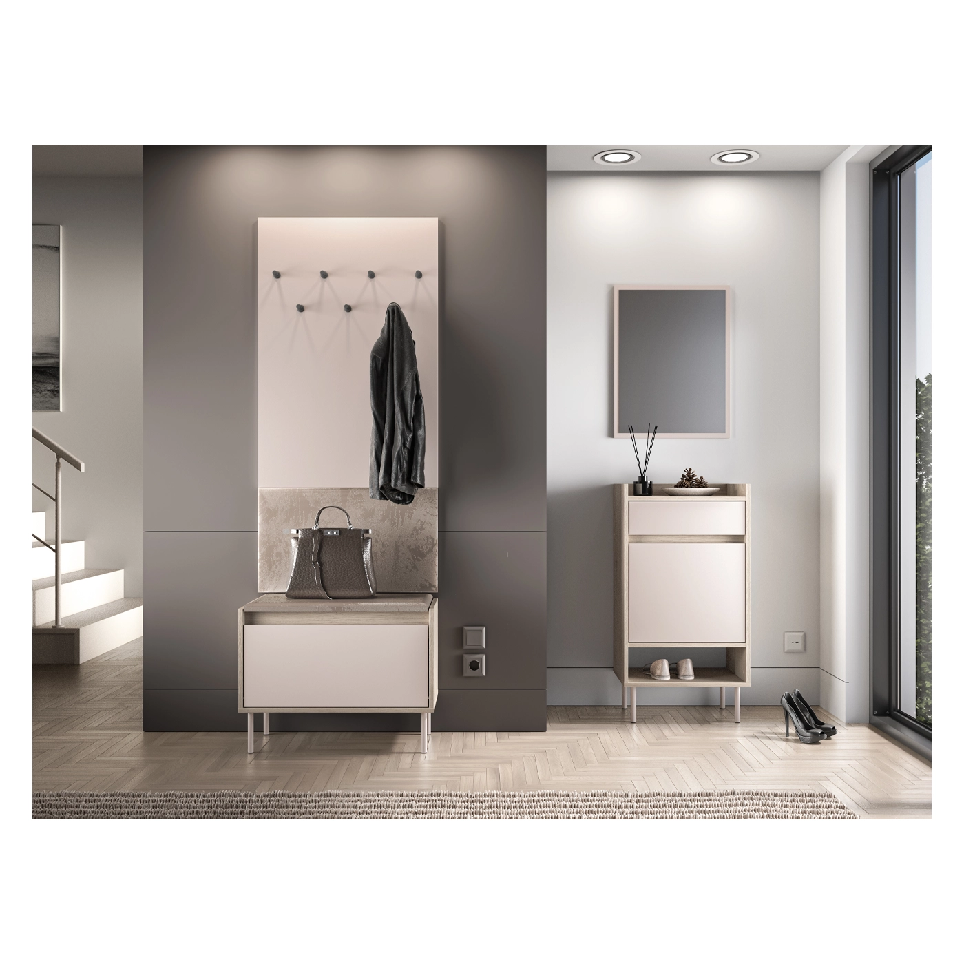 zestaw mały Voco 5 szafka na buty ławka lustro wieszak do korytarza