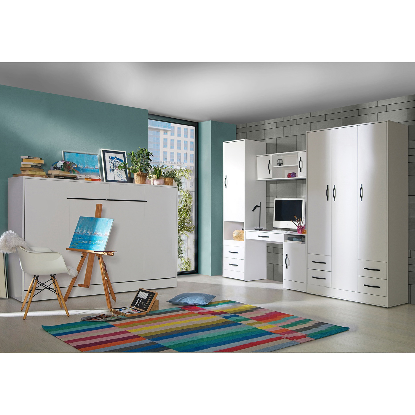 zestaw młodzieżowy nowoczesny Perfect 3 półkotapczan biurko komoda