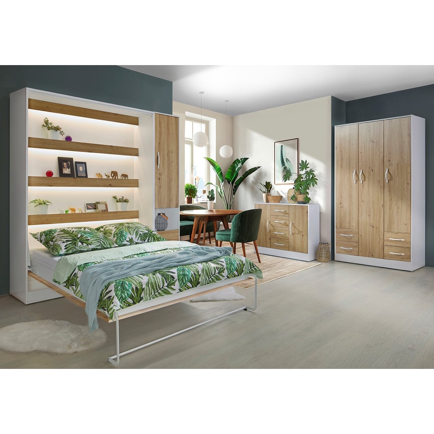 zestaw Perfect 6 łóżko 140 składane szafa komoda do pokoju sypialni