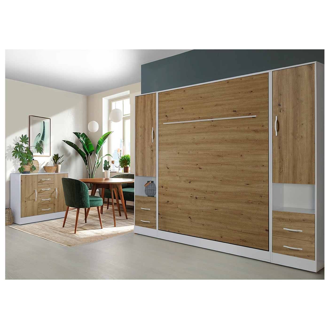 zestaw sypialnia nowoczesna Perfect 7 łóżko 160 w szafie komoda regał