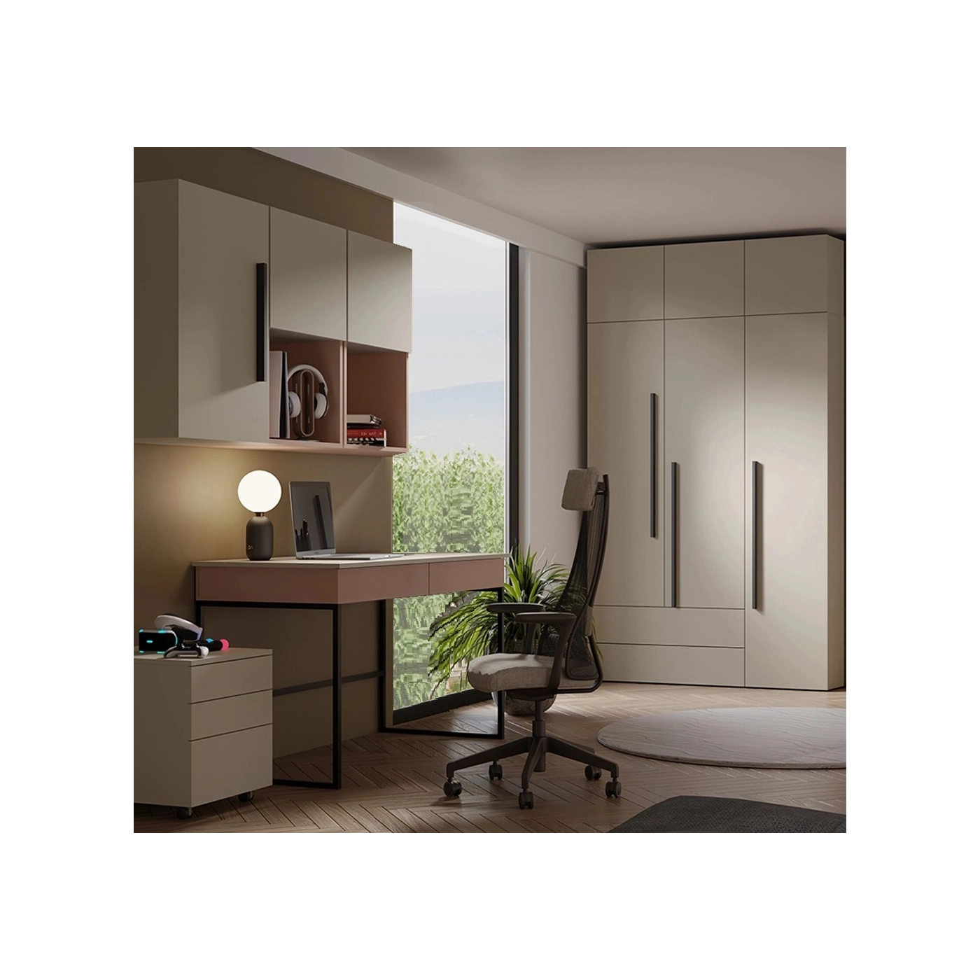 zestaw mebli Lorin 11 biurko szafa duża wysoka do pokoju sypialni