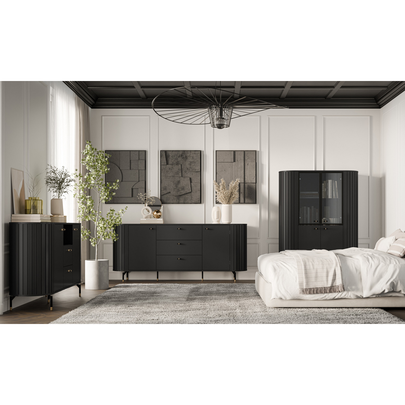 zestaw mebli nowoczesnych Zante 4 na nóżkach czarny do pokoju sypialni