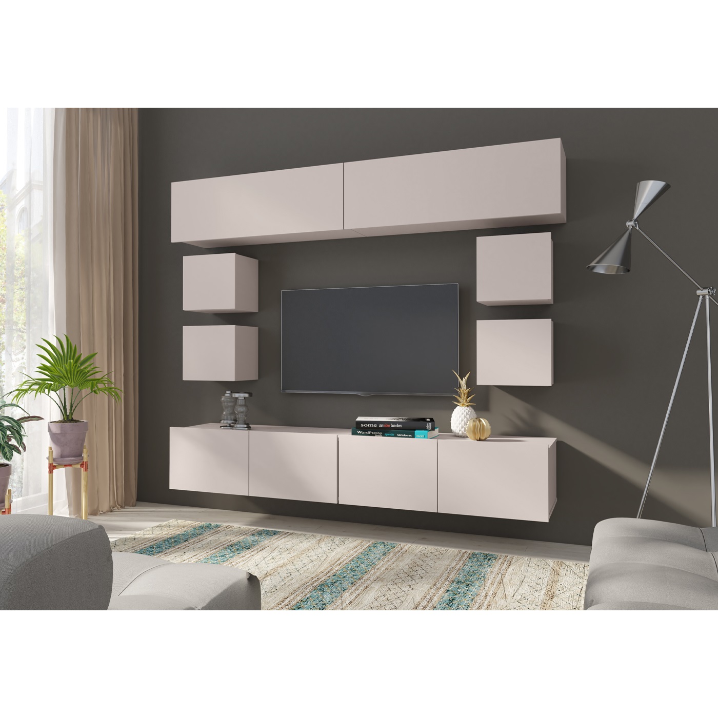 zestaw nowoczesna meblościanka Calabrini 17 rtv wisząca do pokoju