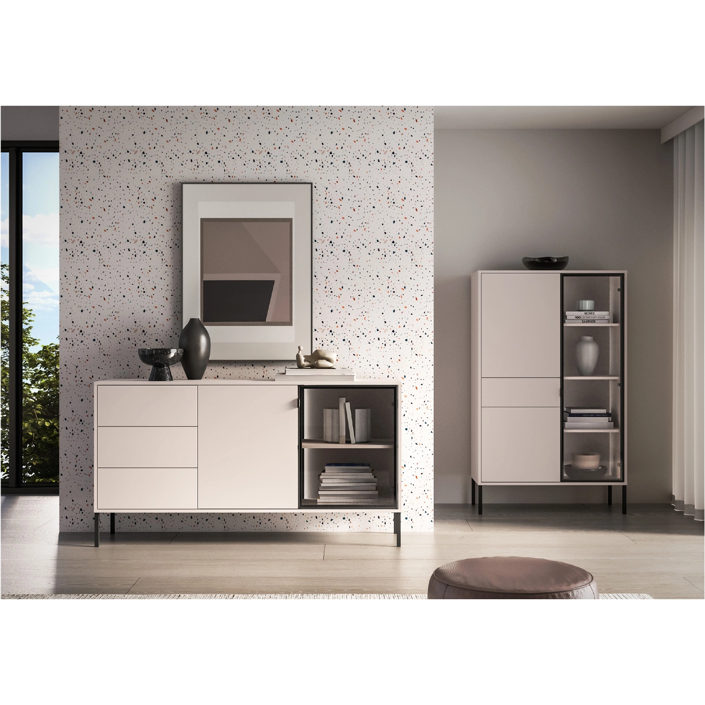 zestaw meble nowoczesne Barnee 5 komplet kaszmir do salonu pokoju