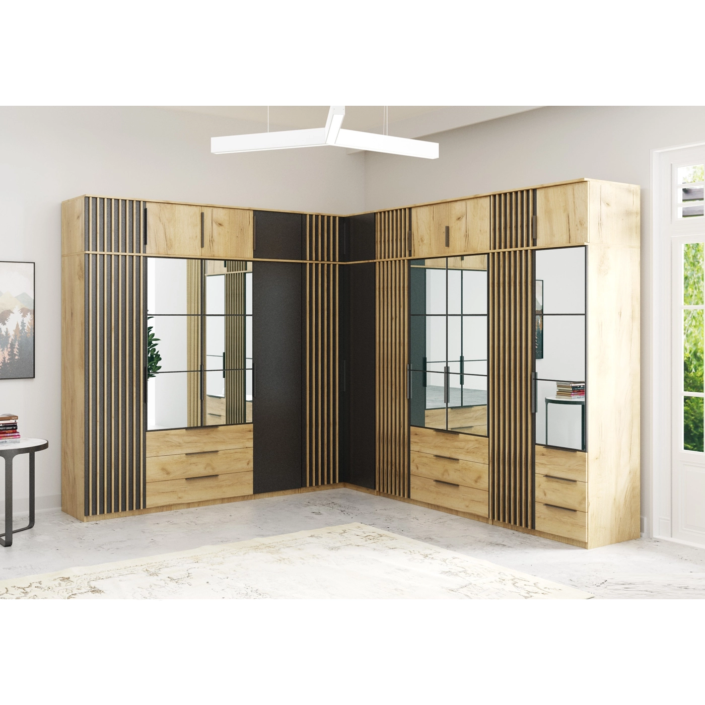 zestaw 300 - 350 z nadstawką Sorento C narożna wysoka duża garderoba