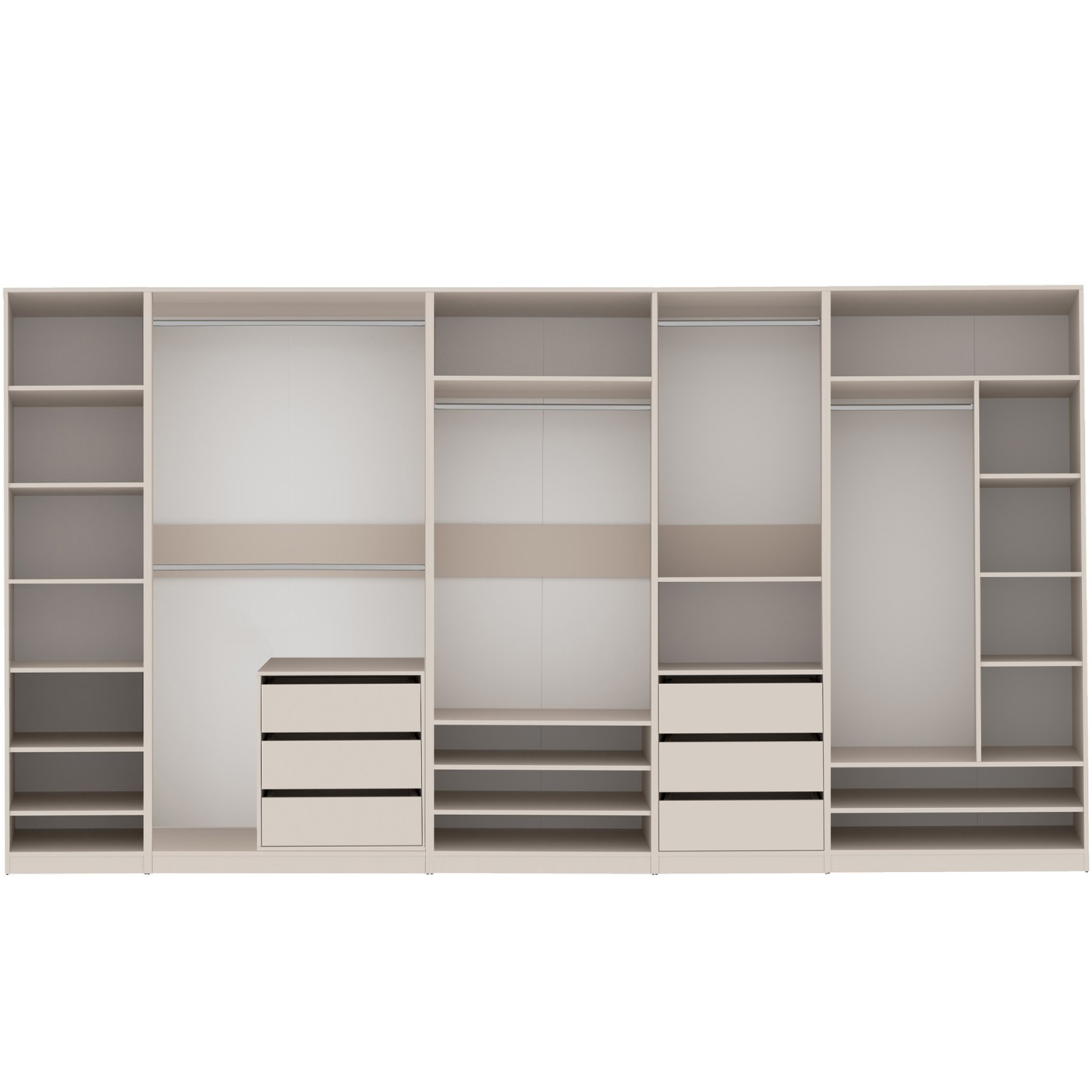 szafa 380 z półkami szufladami Tres R bez drzwi duża do garderoby