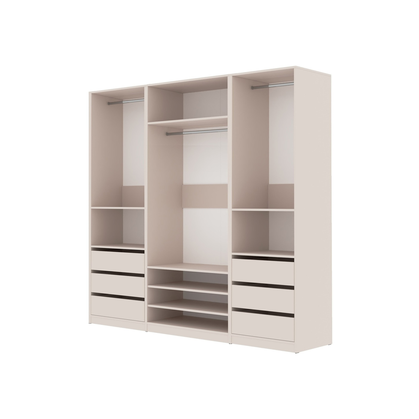 szafa 200 bez drzwi modułowa Tres T garderoba półki szuflady korpus