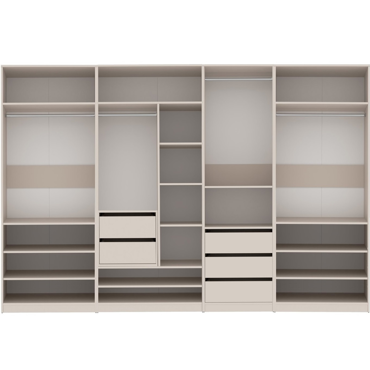 szafa 310 korpus Tres Z otwarta garderoba półki szuflady drążki kaszmir