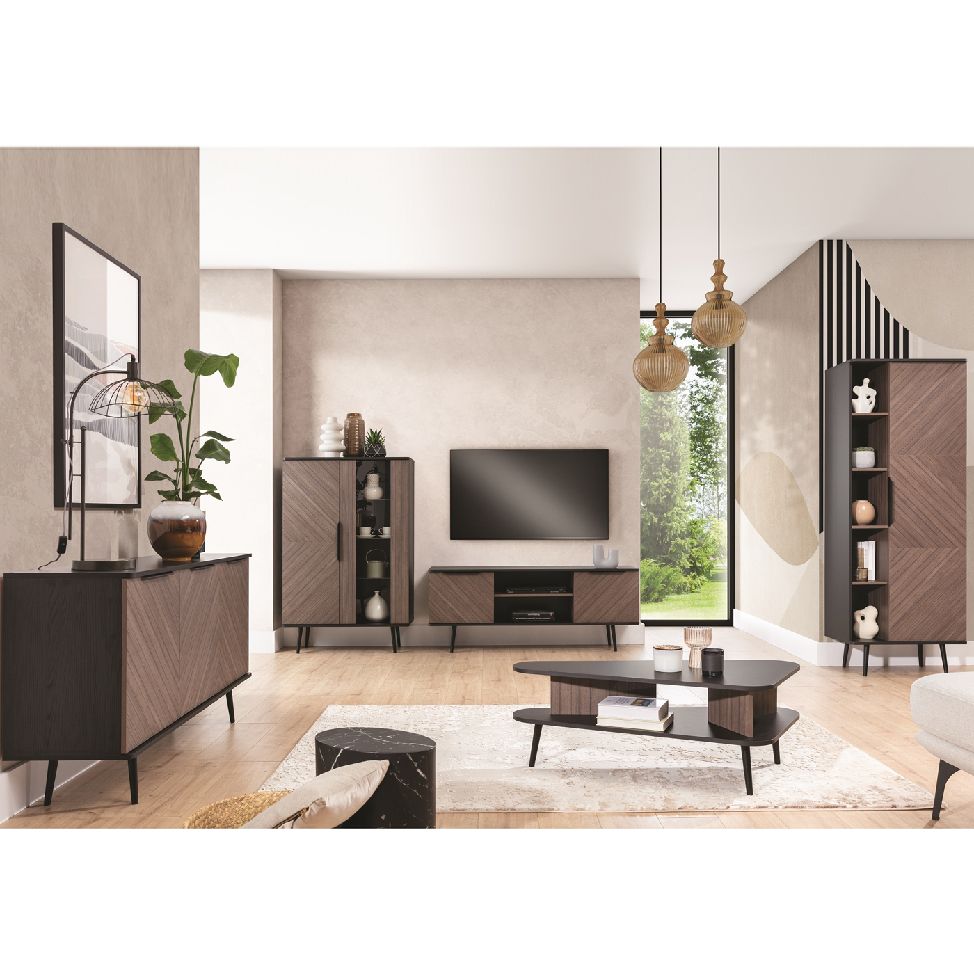 zestaw nowoczesny Pinelli 1 komplet mebli na nogach do pokoju salonu