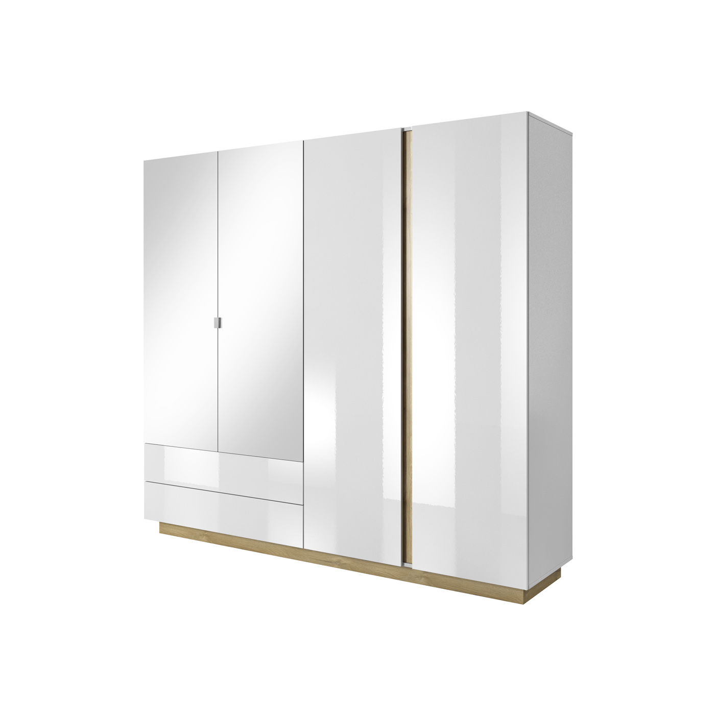 Szafa 4-drzwiowa Arco L 220 z lustrem biały połysk